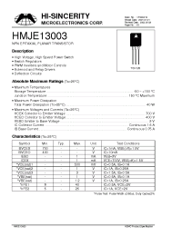 Datasheet 13003BR manufacturer Hi-Sincerity