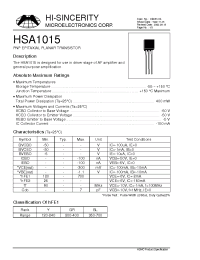 Datasheet A1015 manufacturer Hi-Sincerity