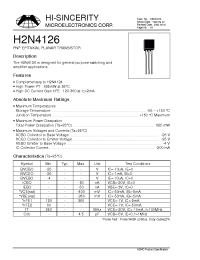 Datasheet H2N4126 manufacturer Hi-Sincerity