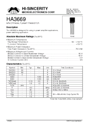 Datasheet HA3669 manufacturer Hi-Sincerity
