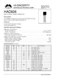 Datasheet HAD826 manufacturer Hi-Sincerity