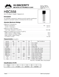 Datasheet HBC558 manufacturer Hi-Sincerity