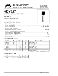 Datasheet HDY227 manufacturer Hi-Sincerity