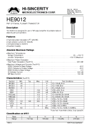 Datasheet HE9012 manufacturer Hi-Sincerity