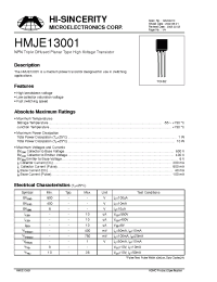 Datasheet HMJE13001 manufacturer Hi-Sincerity