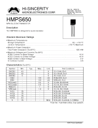 Datasheet HMPS650 manufacturer Hi-Sincerity