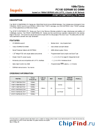 Datasheet HYM71V16M755HCLT8 manufacturer Hynix