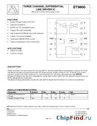Datasheet ET9600 производства IC Haus