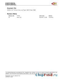 Datasheet IC62VV25616LL-100TI производства ICSI