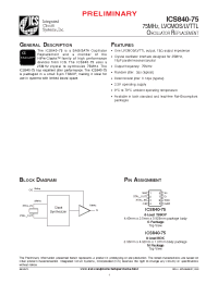 Datasheet ICS840AG-75LFT manufacturer ICST