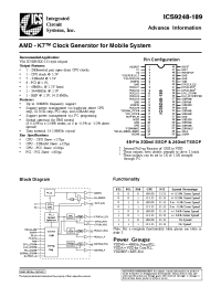 Datasheet ICS9248YF-189-T manufacturer ICST