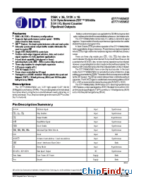 Datasheet 71V65602S133PFI manufacturer IDT