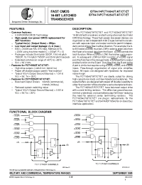 Datasheet IDT54FCT162543TEB manufacturer IDT