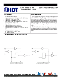 Datasheet IDT54FCT16373ATPF manufacturer IDT