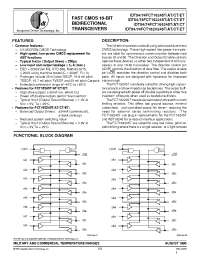 Datasheet IDT54FCT16H245ATPV производства IDT