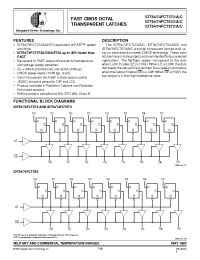 Datasheet IDT54FCT373SO manufacturer IDT