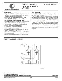 Datasheet IDT54FCT841AEB manufacturer IDT