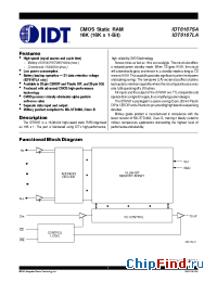 Datasheet IDT6167LA-100B manufacturer IDT