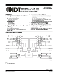 Datasheet IDT70T9359L12PF manufacturer IDT