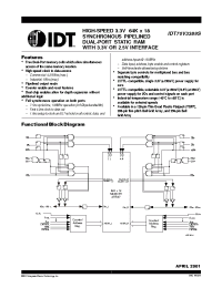 Datasheet IDT70V3389S manufacturer IDT
