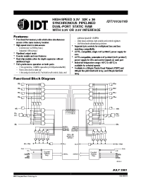 Datasheet IDT70V3579S4DRI manufacturer IDT