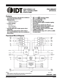 Datasheet IDT70V37L15PF manufacturer IDT