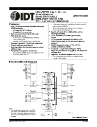 Datasheet IDT70V7339S133BC manufacturer IDT