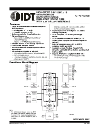 Datasheet IDT70V7399S manufacturer IDT