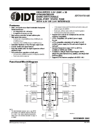 Datasheet IDT70V7519S manufacturer IDT