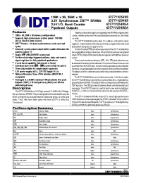 Datasheet IDT71V2546S manufacturer IDT
