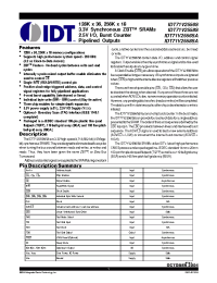 Datasheet IDT71V2556S133BG manufacturer IDT