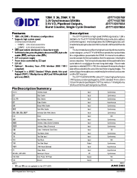 Datasheet IDT71V2578S150BG manufacturer IDT