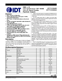 Datasheet IDT71V3548S100BGI manufacturer IDT