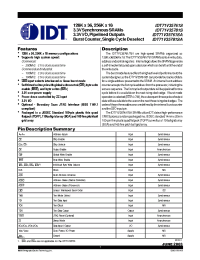 Datasheet IDT71V35761SA183BG manufacturer IDT