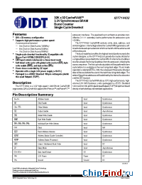 Datasheet IDT71V432S-10 manufacturer IDT
