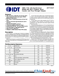 Datasheet IDT71V547S75PF manufacturer IDT