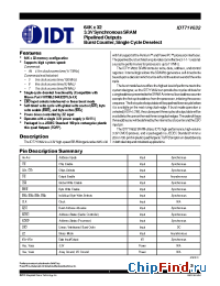 Datasheet IDT71V632S-100 manufacturer IDT