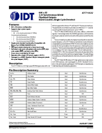 Datasheet IDT71V632S8PF8 manufacturer IDT