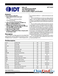Datasheet IDT71V633S12 manufacturer IDT