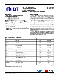 Datasheet IDT71V67602S133PFI manufacturer IDT