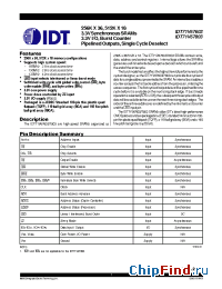 Datasheet IDT71V67603S133PFI manufacturer IDT