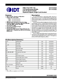 Datasheet IDT71V67802150BGI manufacturer IDT