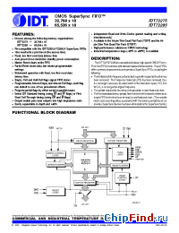 Datasheet IDT72275L15PFI manufacturer IDT