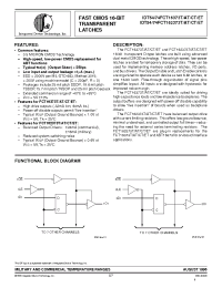 Datasheet IDT74FCT162373CTPV производства IDT
