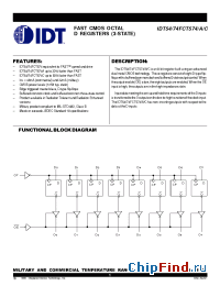 Datasheet IDT74FCT574TSOB manufacturer IDT