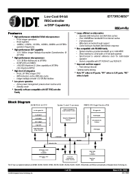 Datasheet IDT79R4650-100DPI manufacturer IDT