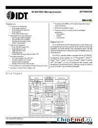 Datasheet IDT79R4700-100 manufacturer IDT