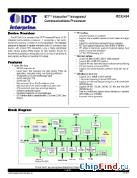 Datasheet IDT79RC32H434-266BC manufacturer IDT