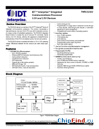 Datasheet IDT79RC32T332-100DH manufacturer IDT