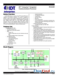 Datasheet IDT79RC32T365-150BC8 manufacturer IDT